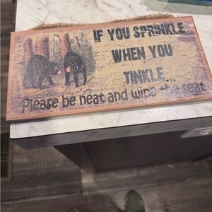 Rustic Bear Bathroom Sign
